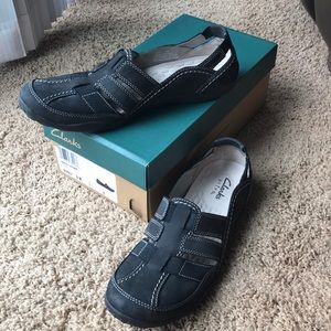 Clarks Haley Stork Leather Sandals - Black 9M